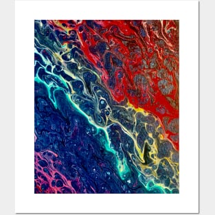 volcano eruption acrylic abstract fluid art Posters and Art